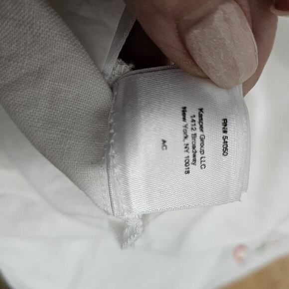 Pappagallo Women M White Linen Blend Tunic Top Blouse Pink Blue Embroidered - Picture 10 of 10